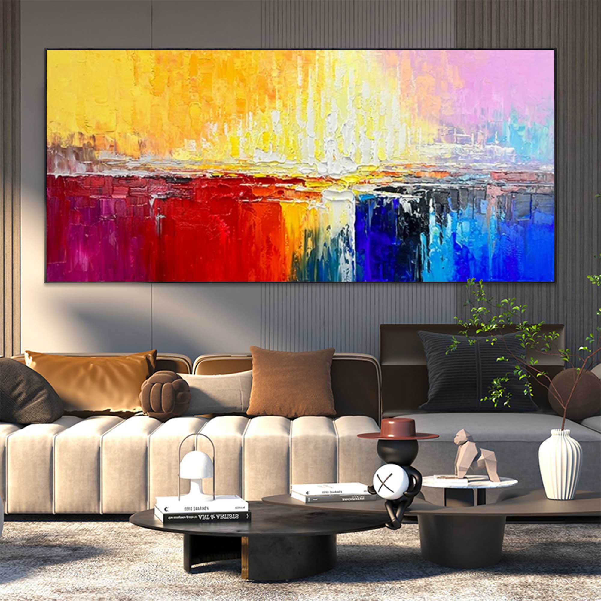 Wall Art Abstract Sunset Yellow Red Contemporary