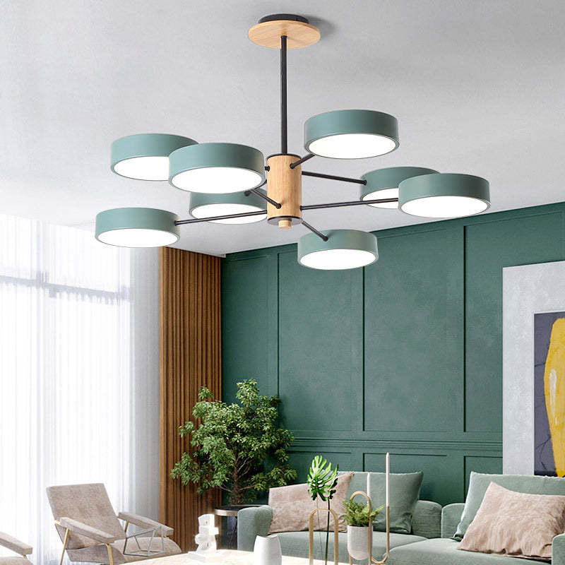Arisha Art Deco Pendant Light, White/Green/Grey,Metal/Wood - Neutralighting