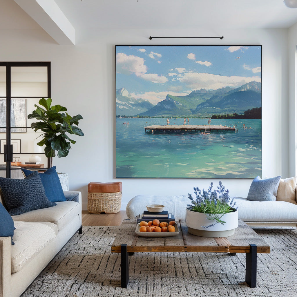 Alpine Lake Dock Painting