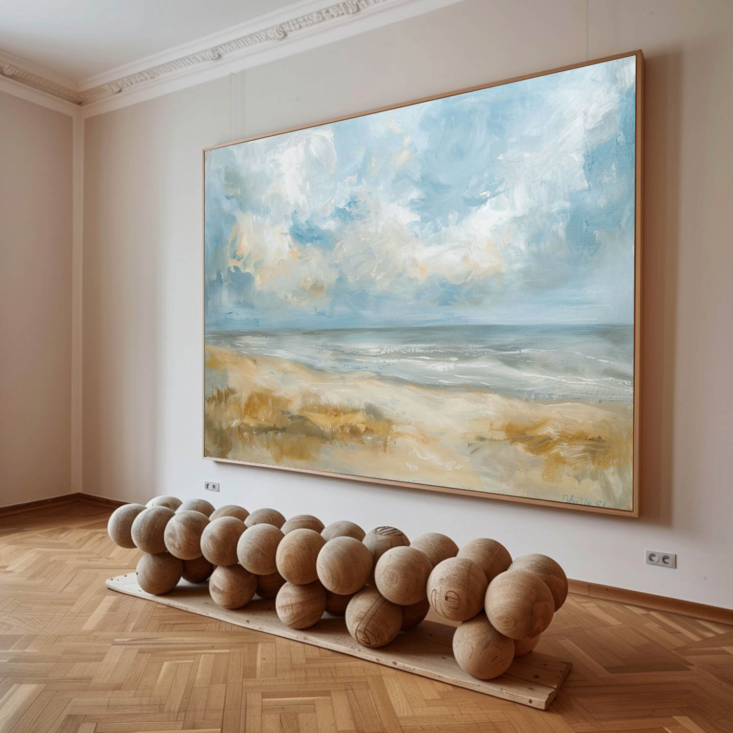 Serene Blue Beige Coastal Painting