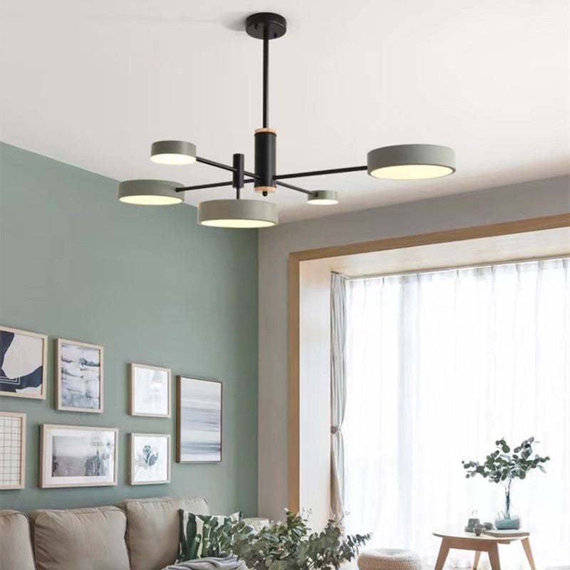 Arisha Pendant Light LED, Metal & Wood, Grey/White/Gold - Neutralighting