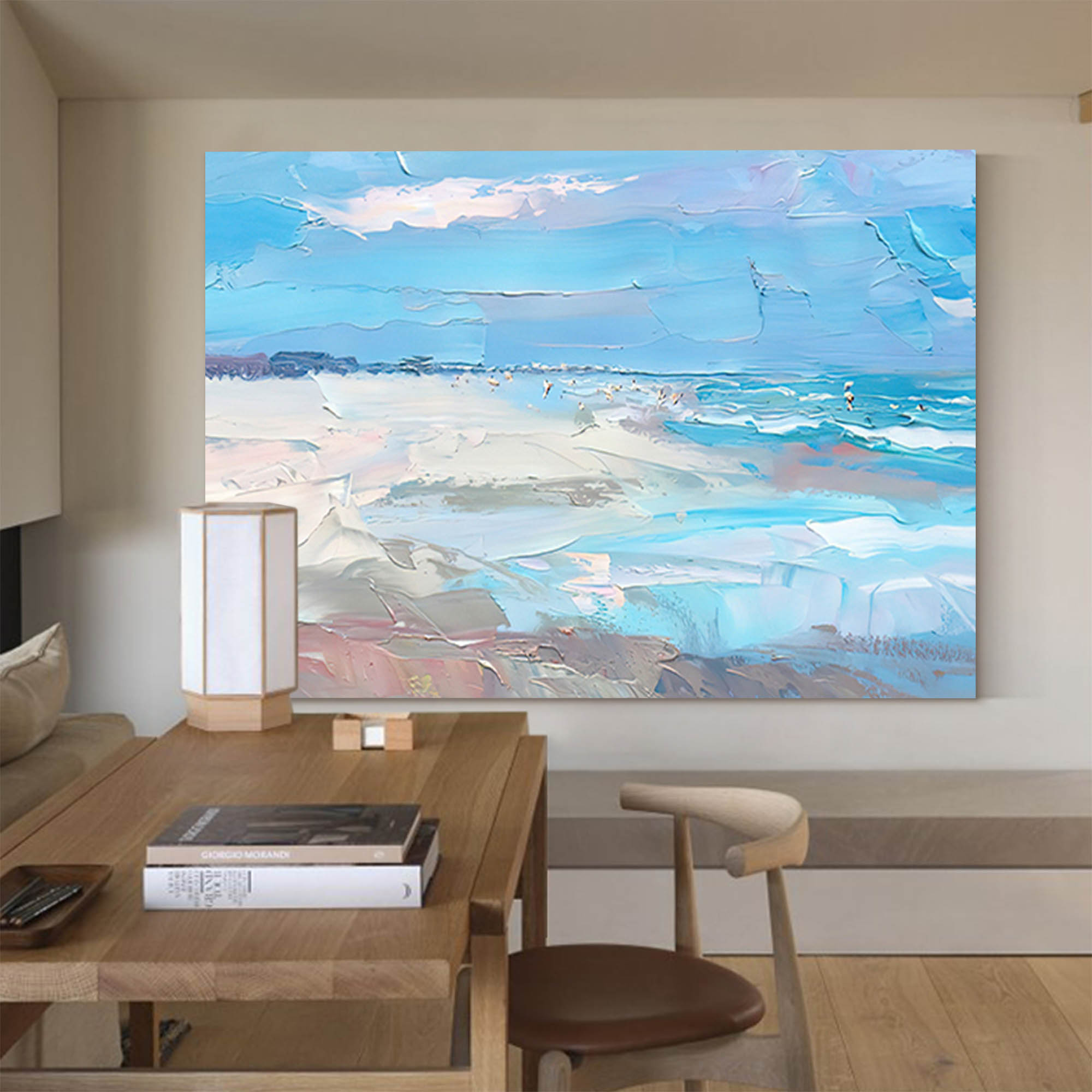 Serene Blue Coastal Abstract Canvas Wall Art