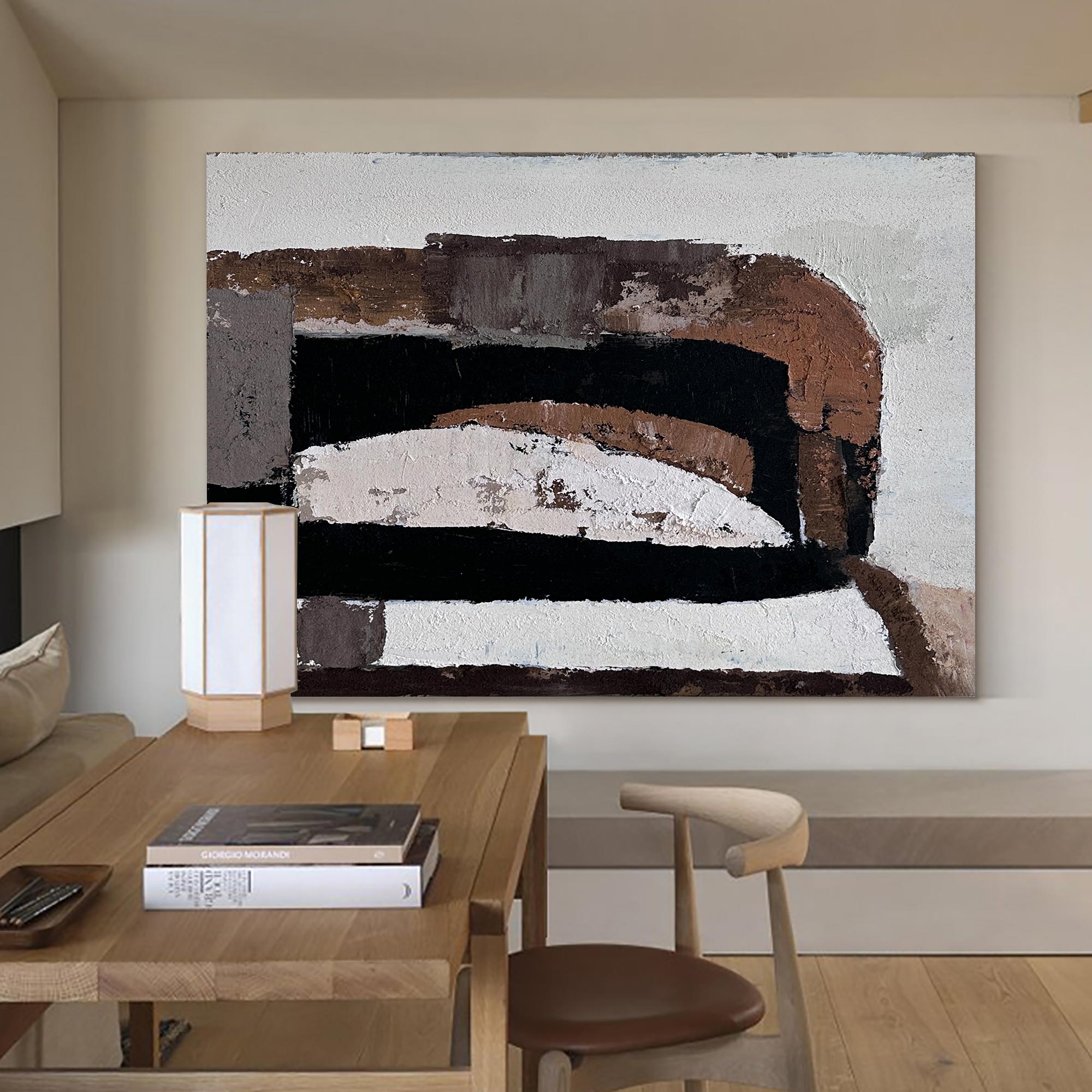 Modern Black and Brown Abstract Canvas Wall Art