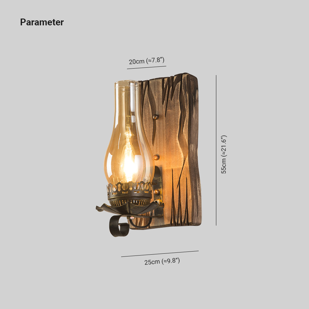 Epoch Wall Lamp Vintage Candle Wooden Glass, Bedroom - Neutralighting