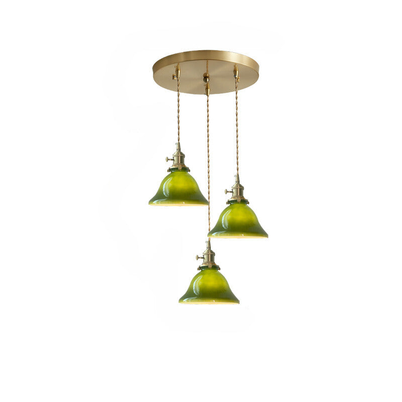 Valentina Rustic Vintage LED Pendant Light Green Copper Glass Dining Room - Neutralighting
