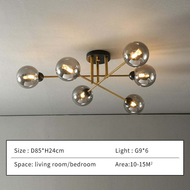 Valentina Industrial Glass Globe Chandelier LED, 6 Style - Neutralighting