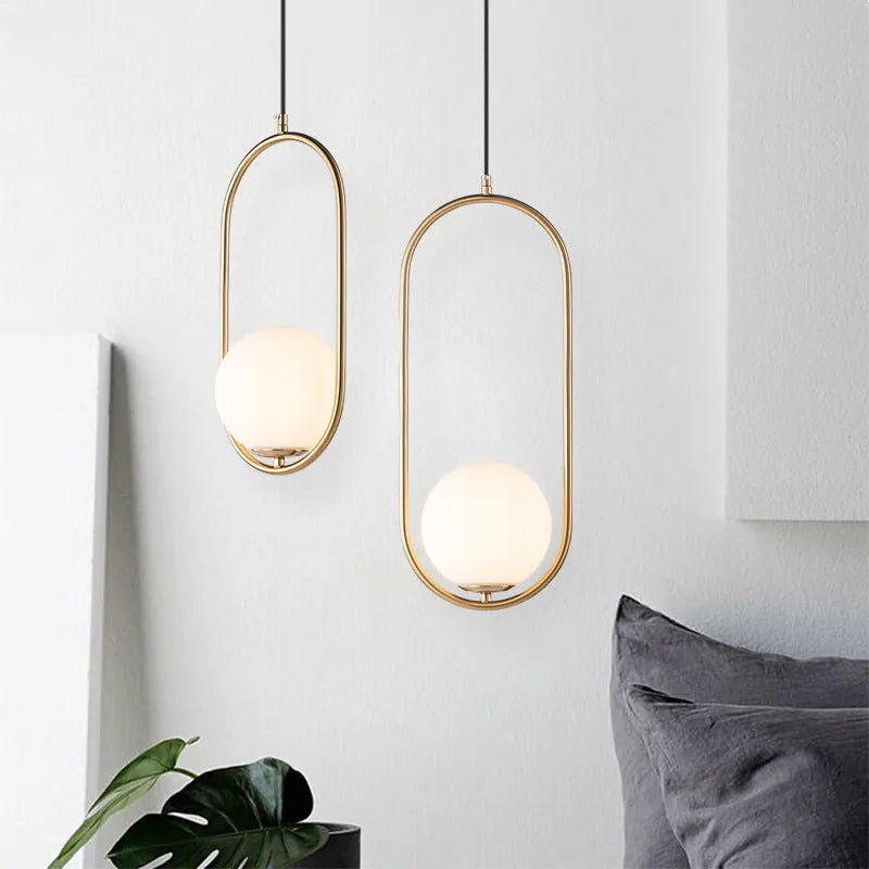 Valentina Minimalist Oval Golden & Black Frame Globe Pendant Light - Neutralighting