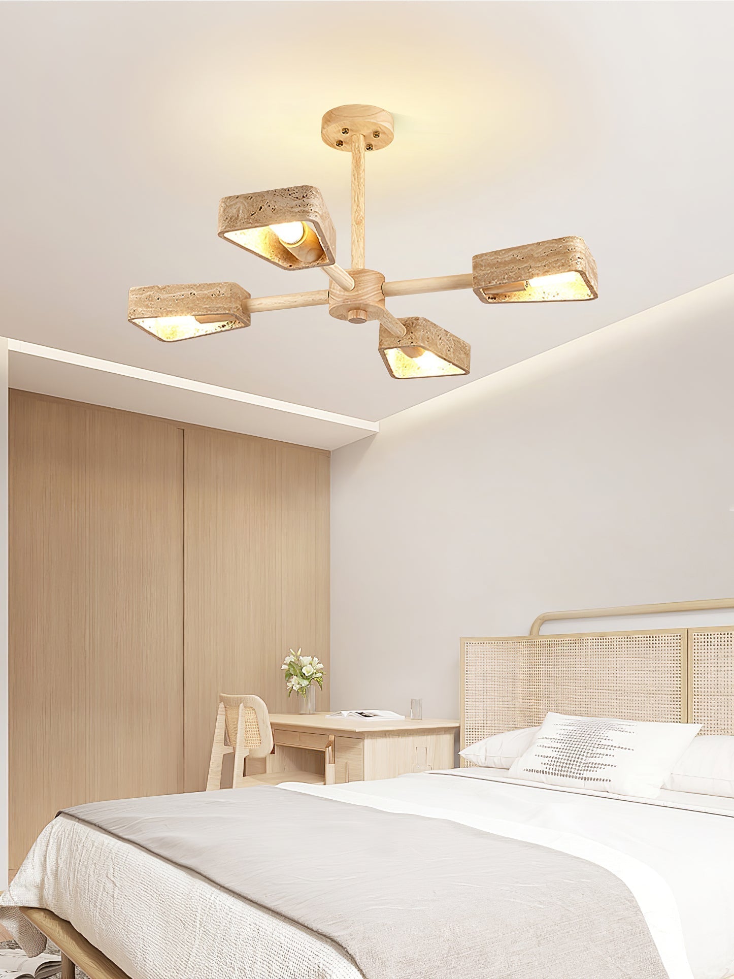Hedra Travertone Geometric Chandelier - Neutralighting