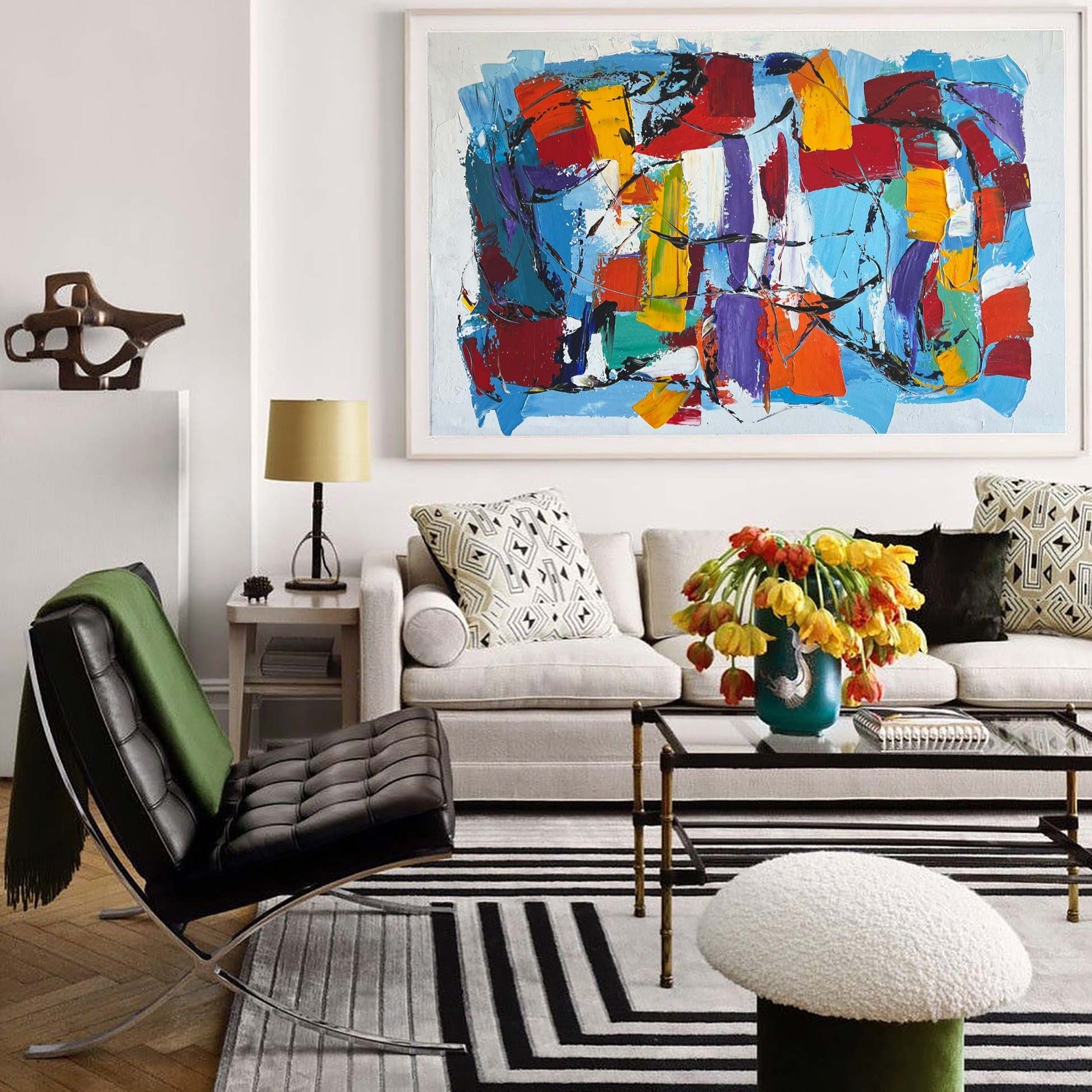Colorful Abstract Geometric Block Painting