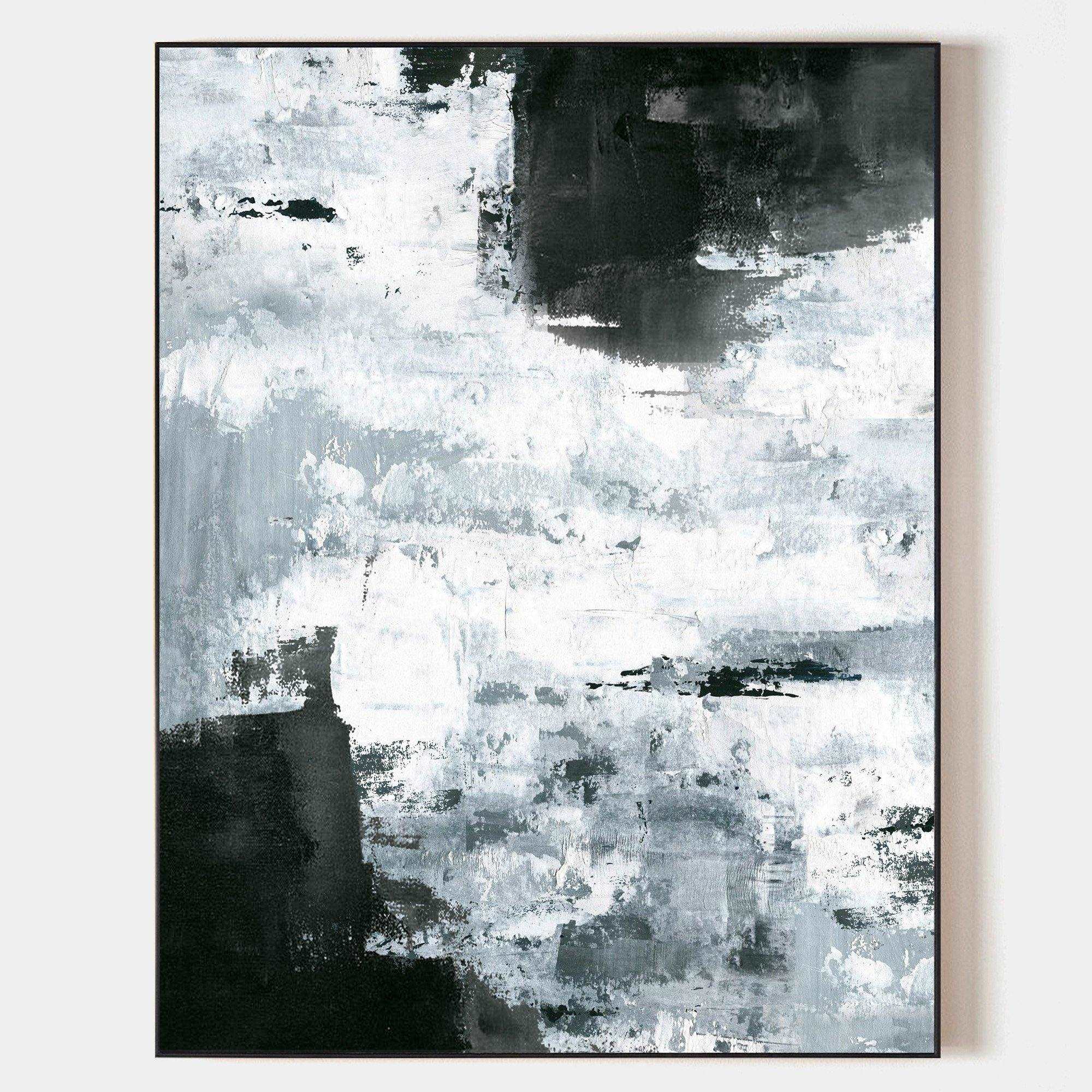 Abstract Black And White Oil Painting ABAV09 - Neutralighting