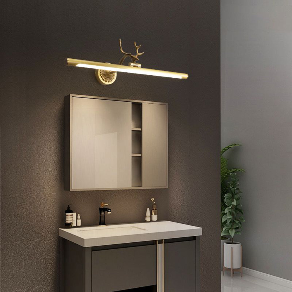 Arisha Modern Staghorn Shaped Vanity Mirror Front Wall Lamp, Black/Brass - Neutralighting