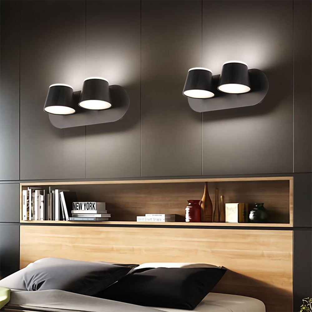 Arisha Modern Cylindrical Metal Mirror Front Wall Lamp, Black - Neutralighting