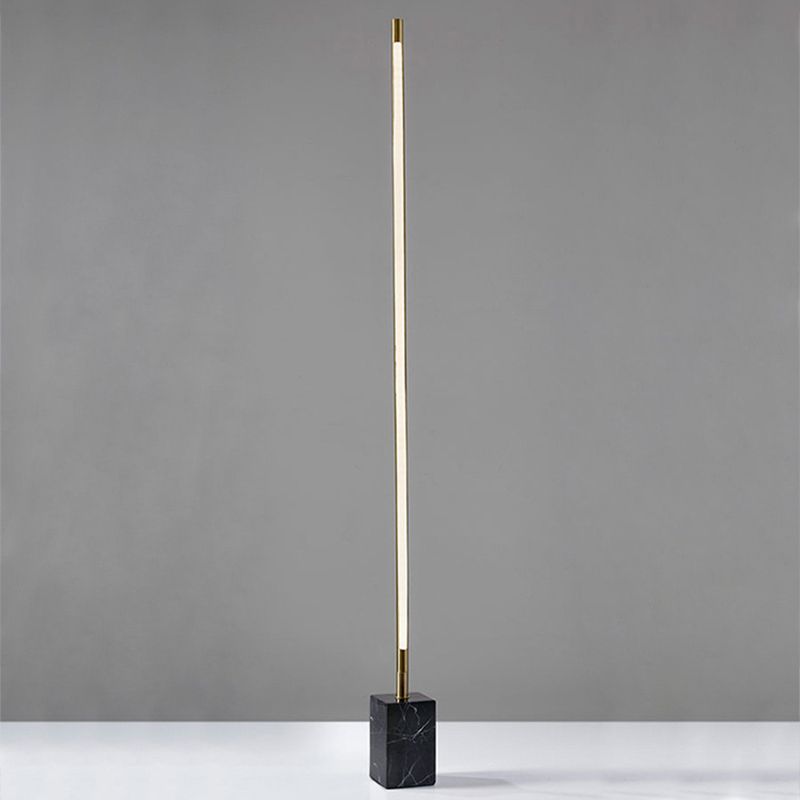 Edge Minimalist Linear Floor Lamp, Black/Gold, Metal/Marble - Neutralighting