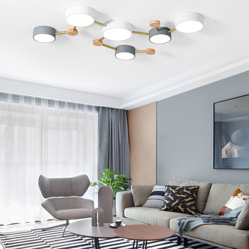 Arisha Modern LED Ceiling Light Acrylic Log Living Room Bedroom White Grey - Neutralighting