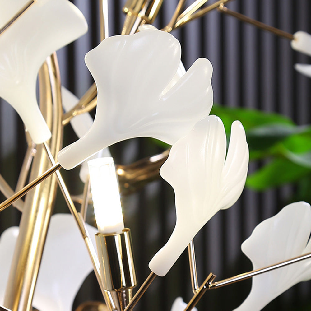 Olivia Floor Lamp Leaf Artistic, Ceramic/Metal, White/Gold, Study - Neutralighting