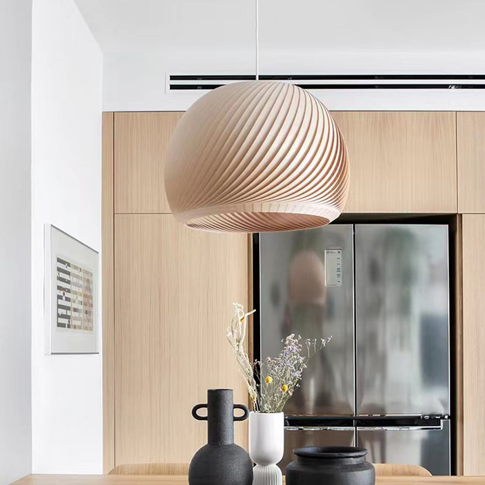 Muto Farmhouse Semi Metal Pendant Light, Brown/Wood - Neutralighting