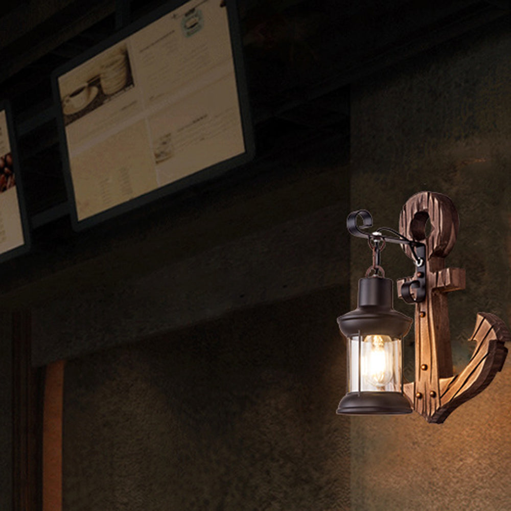 Epoch Anchor Lantern Wall Lamp, Vintage/Antique, Wood, Bedroom - Neutralighting