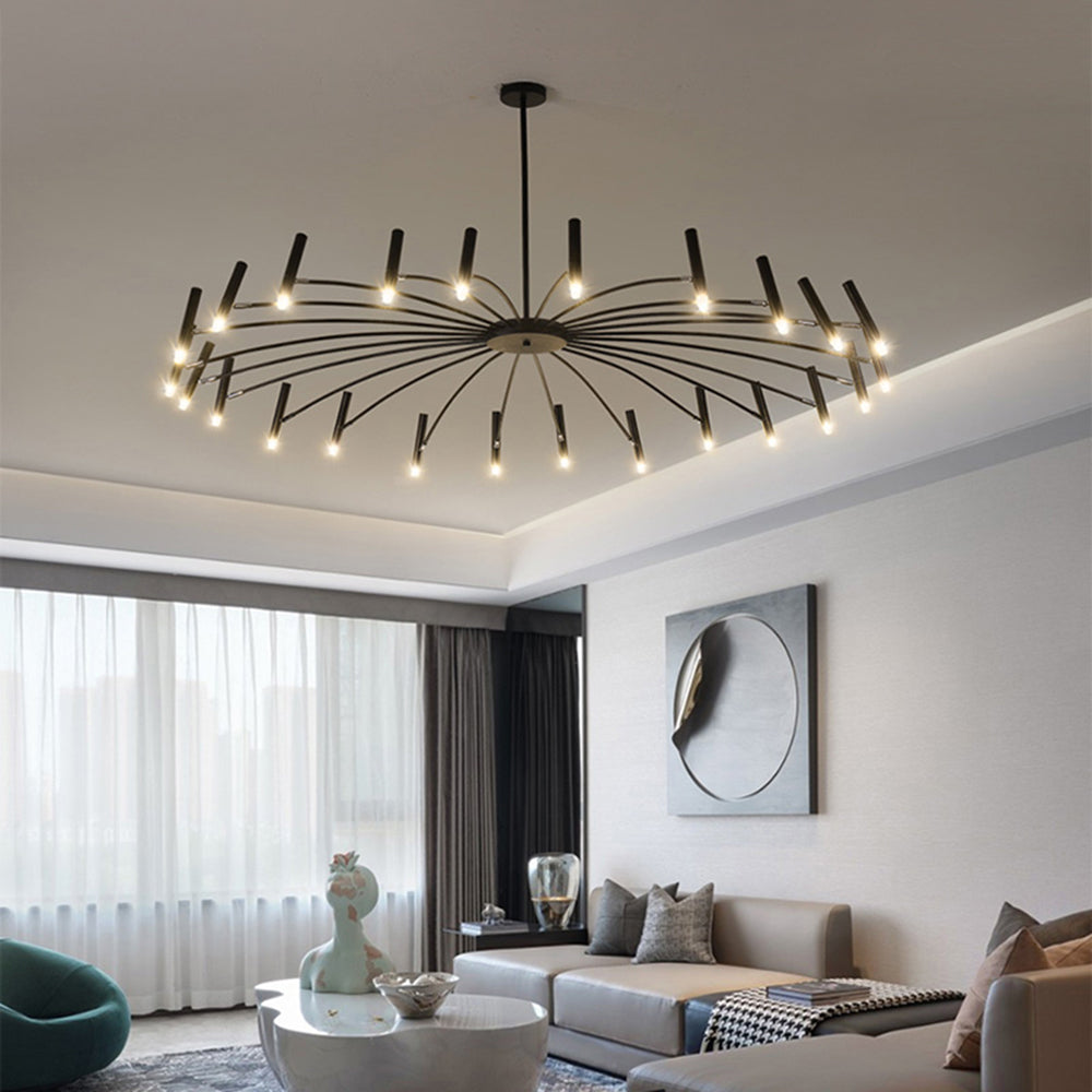 Arisha Modern Blown Linear Metal Multi-heads Chandelier - Neutralighting