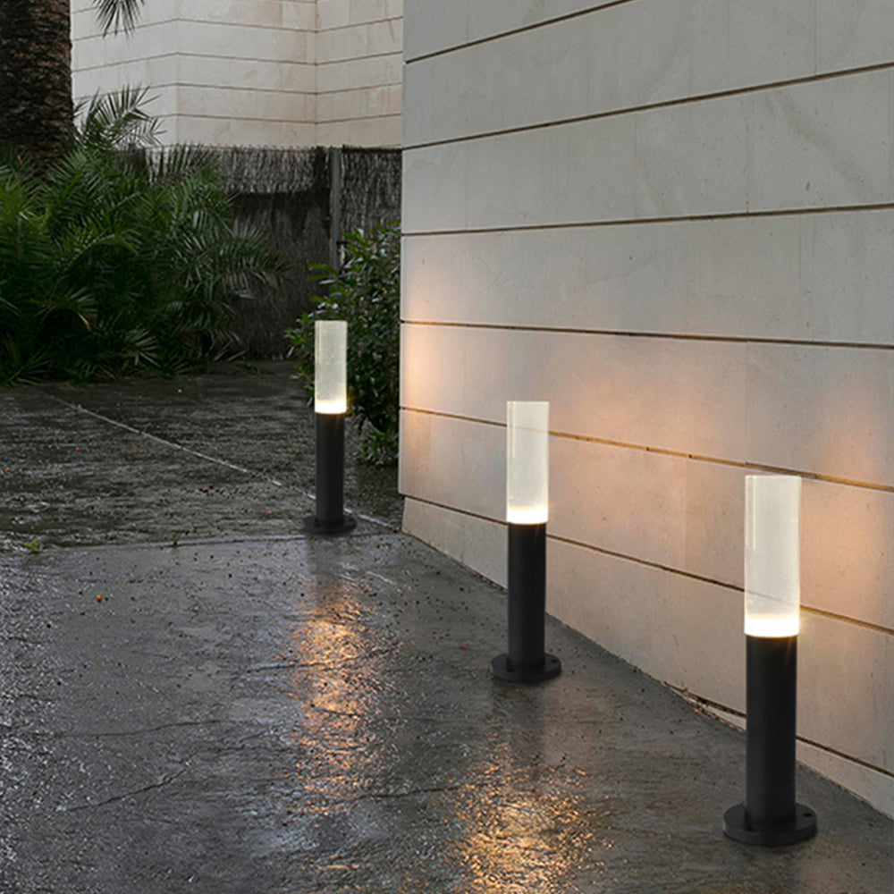 Ray Metal Cylindrical Outdoor Path Light, Black - Neutralighting