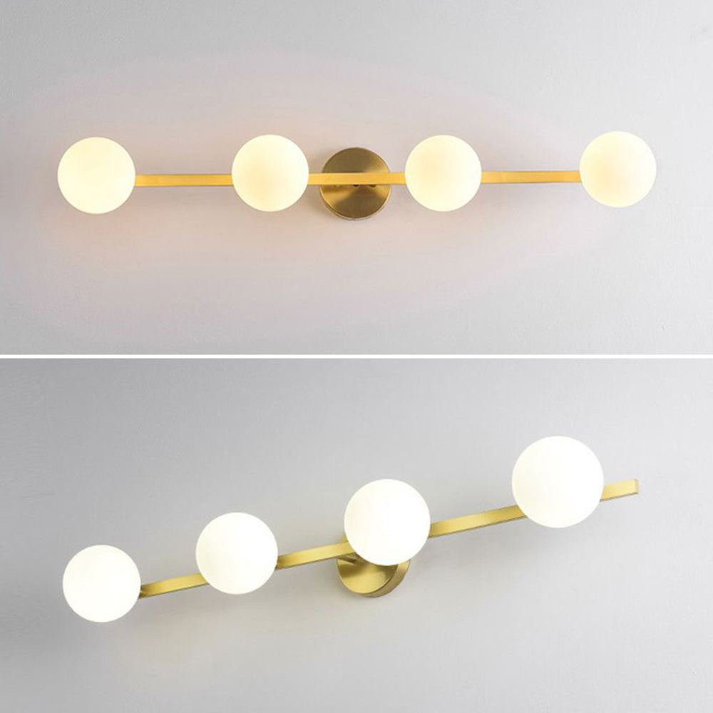 Valentina Retro Globe Linear Metal/Glass Wall Lamp, Gold, Bathroom - Neutralighting