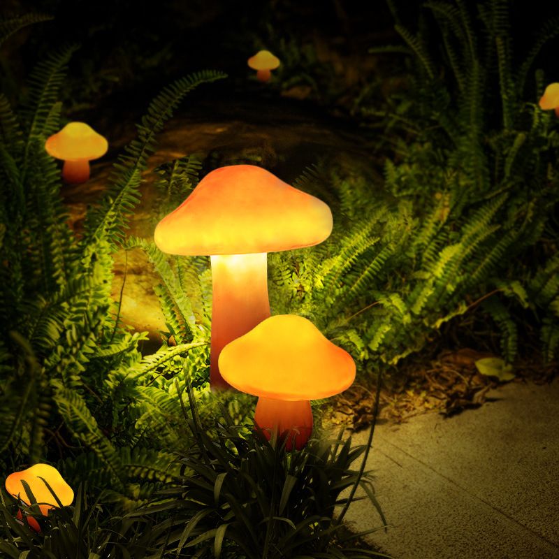 Ray Mushroom Outdoor Ground Light, Hardwired/Solar, Orange
