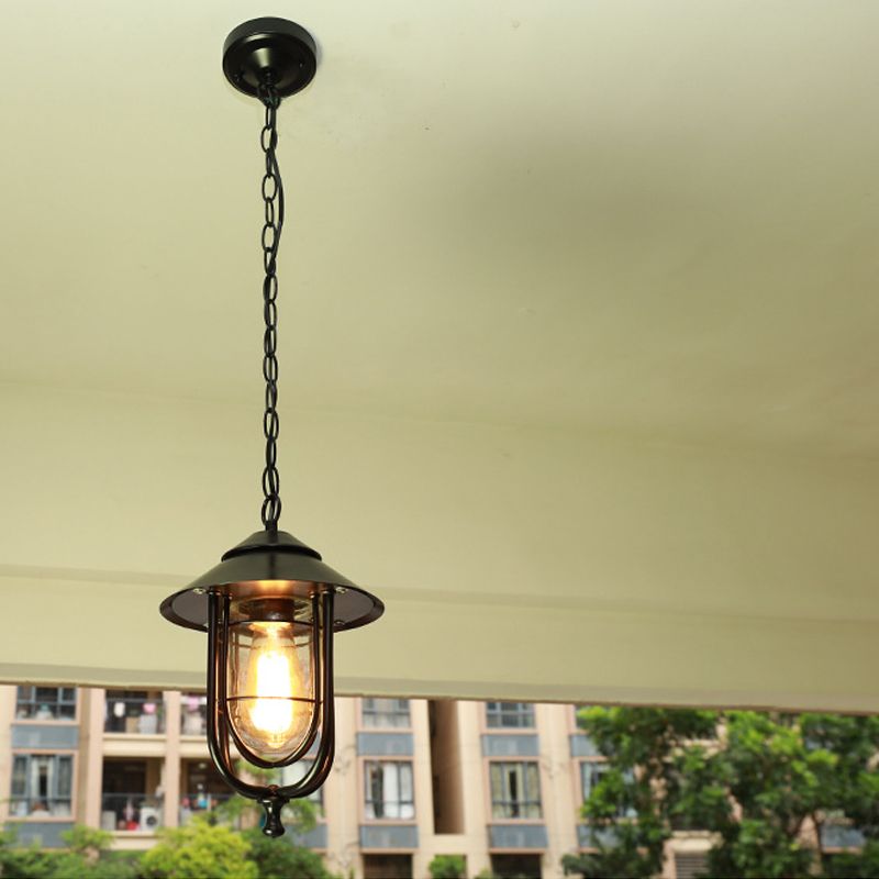 Ray Retro Lantern Metal Pendant Light, Black/Bronze - Neutralighting