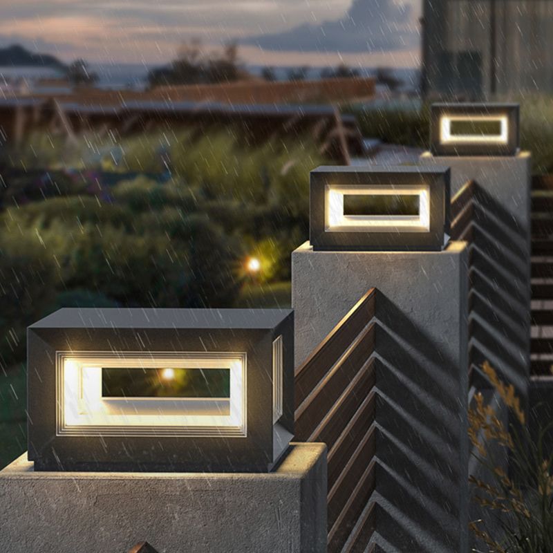 Ray Contemporary LED Cube Metal Outdoor Lamps, Black - Neutralighting
