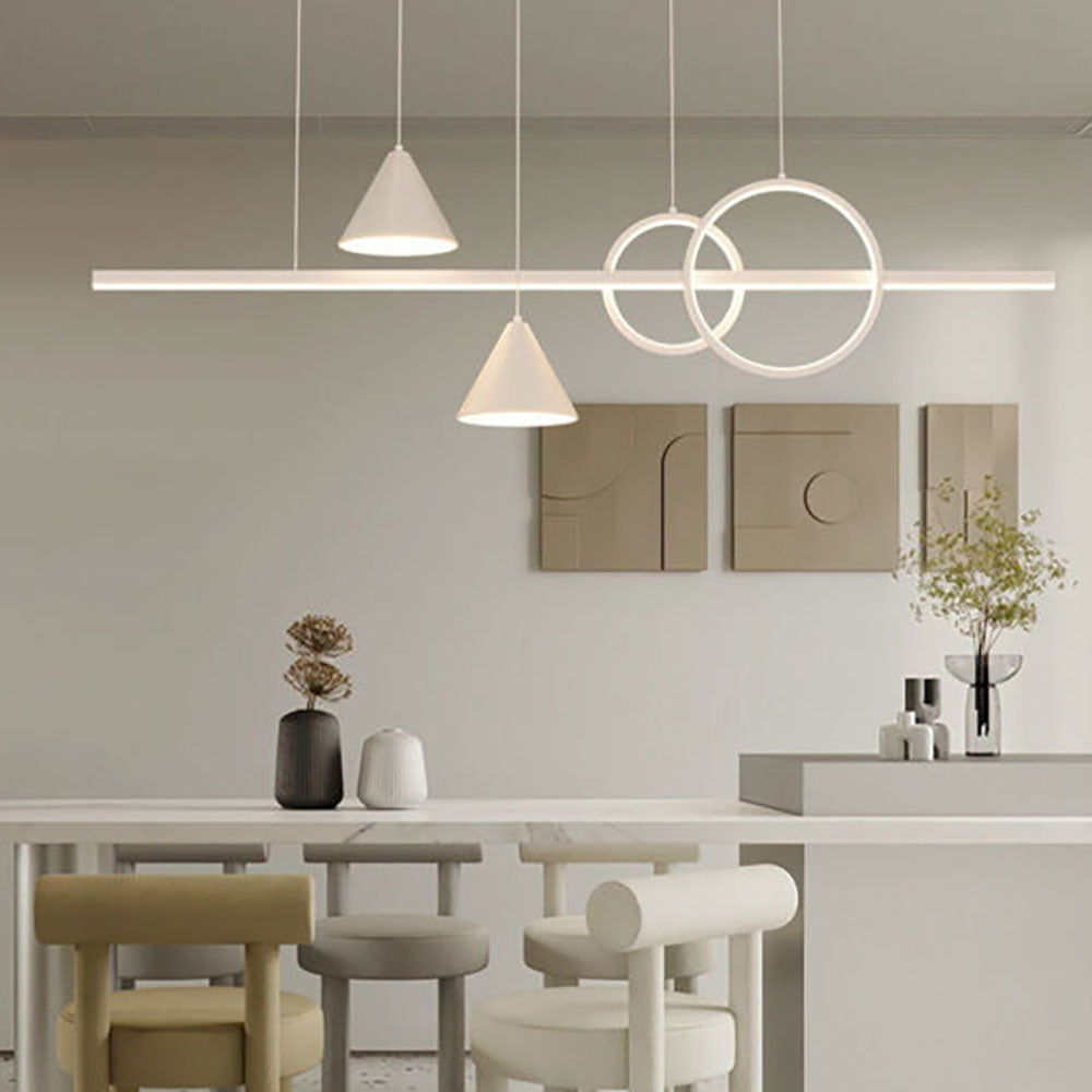 Arisha Contemporary Geometric Style Linear Metal Pendant Light White/Black - Neutralighting