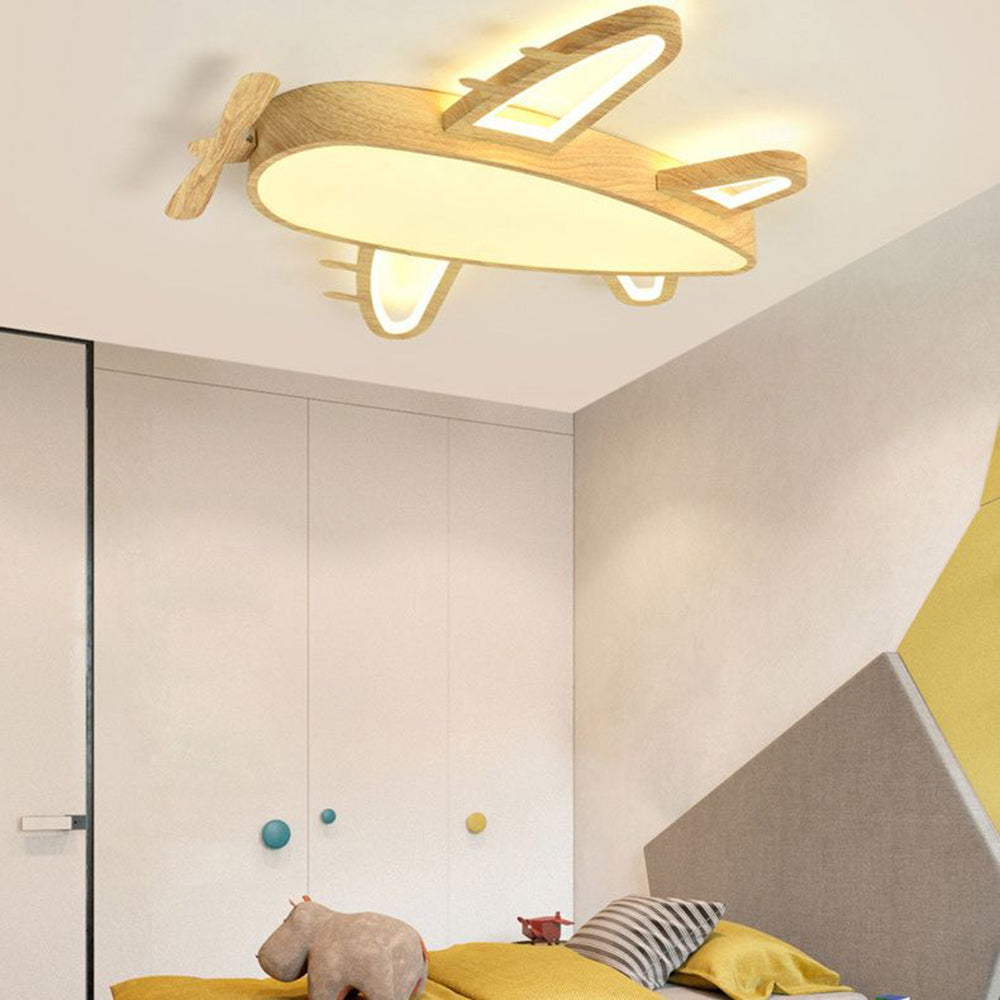 Arisha Modern Art Deco Airplane Flush Mount Ceiling Light, Wood/Dark Wood - Neutralighting