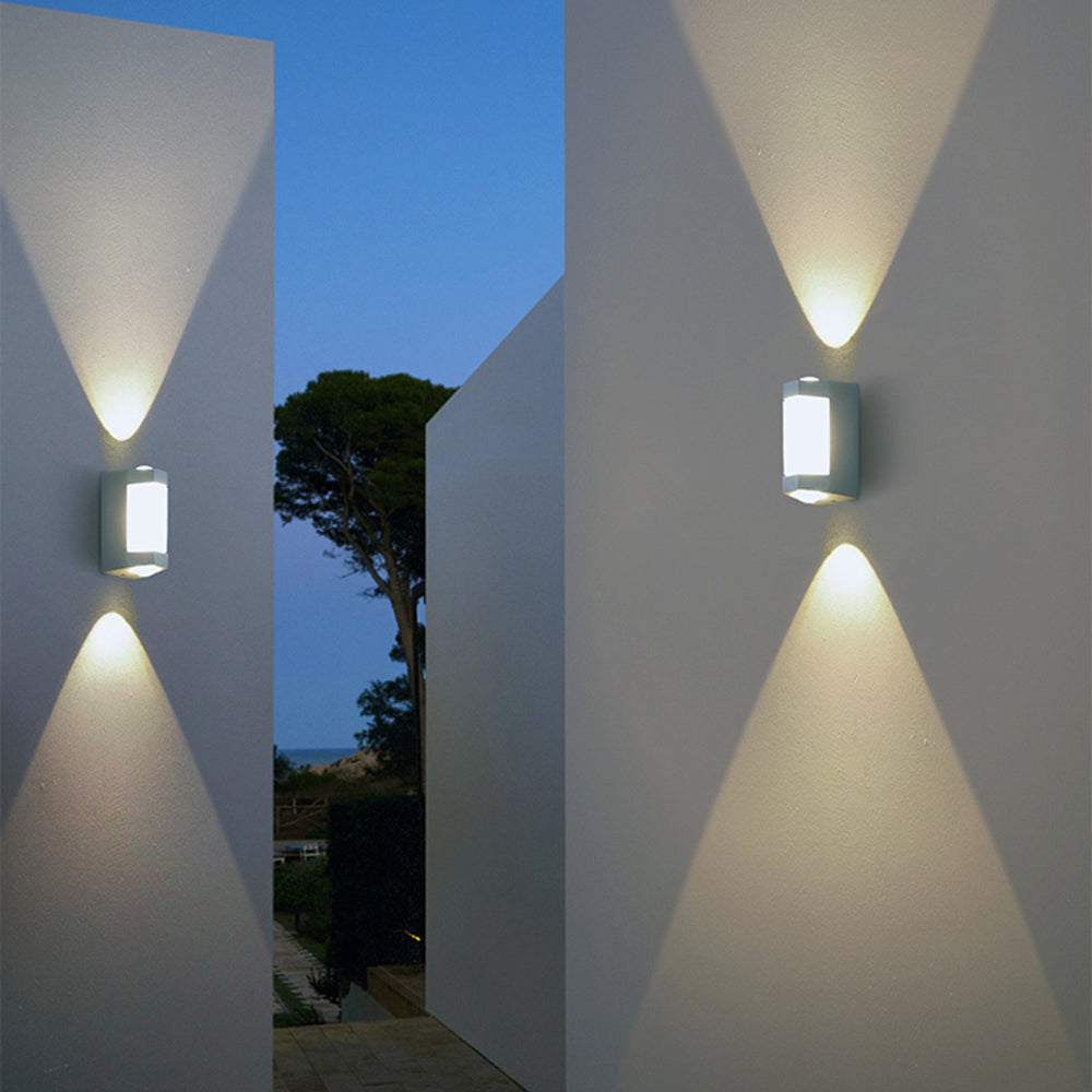Marve Nordic Up Down Acrylic Outdoor Wall Lamp, White/Black - Neutralighting