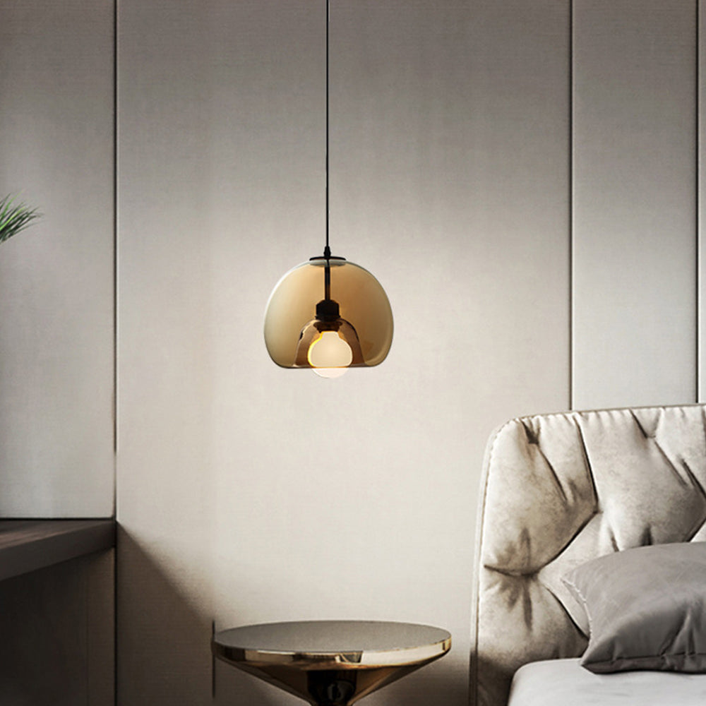 June Globe Glass Pendant Light, Amber/Smoky Grey - Neutralighting