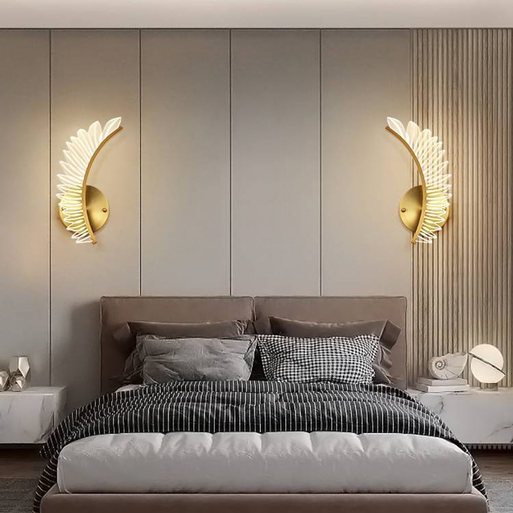 Kristy Modern Gold Feather Wall Lamp, 3 Style - Neutralighting