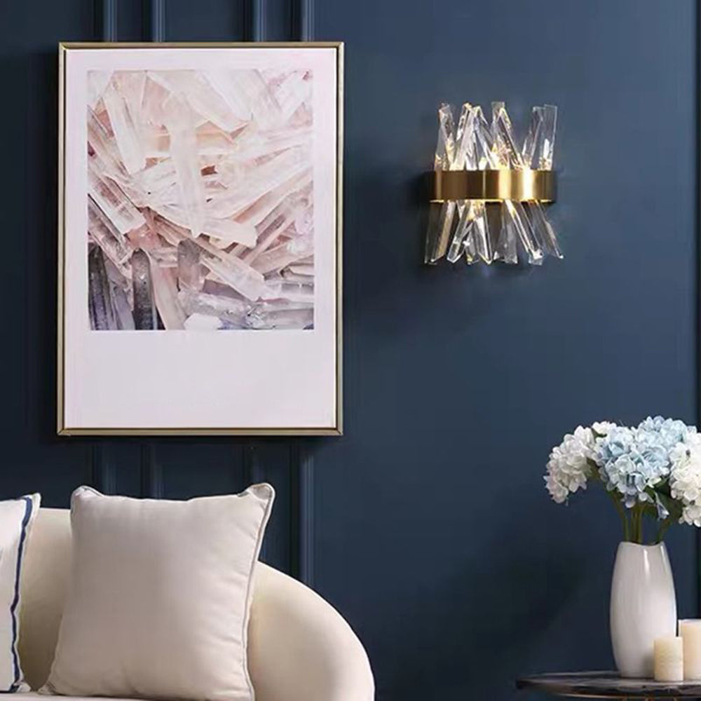 Kristy Decorative Geometric Crystal/Metal Wall Lamp, Gold - Neutralighting