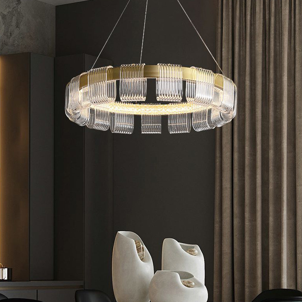 Arisha Modern Acrylic Ring Pendant Light, White/Gold - Neutralighting