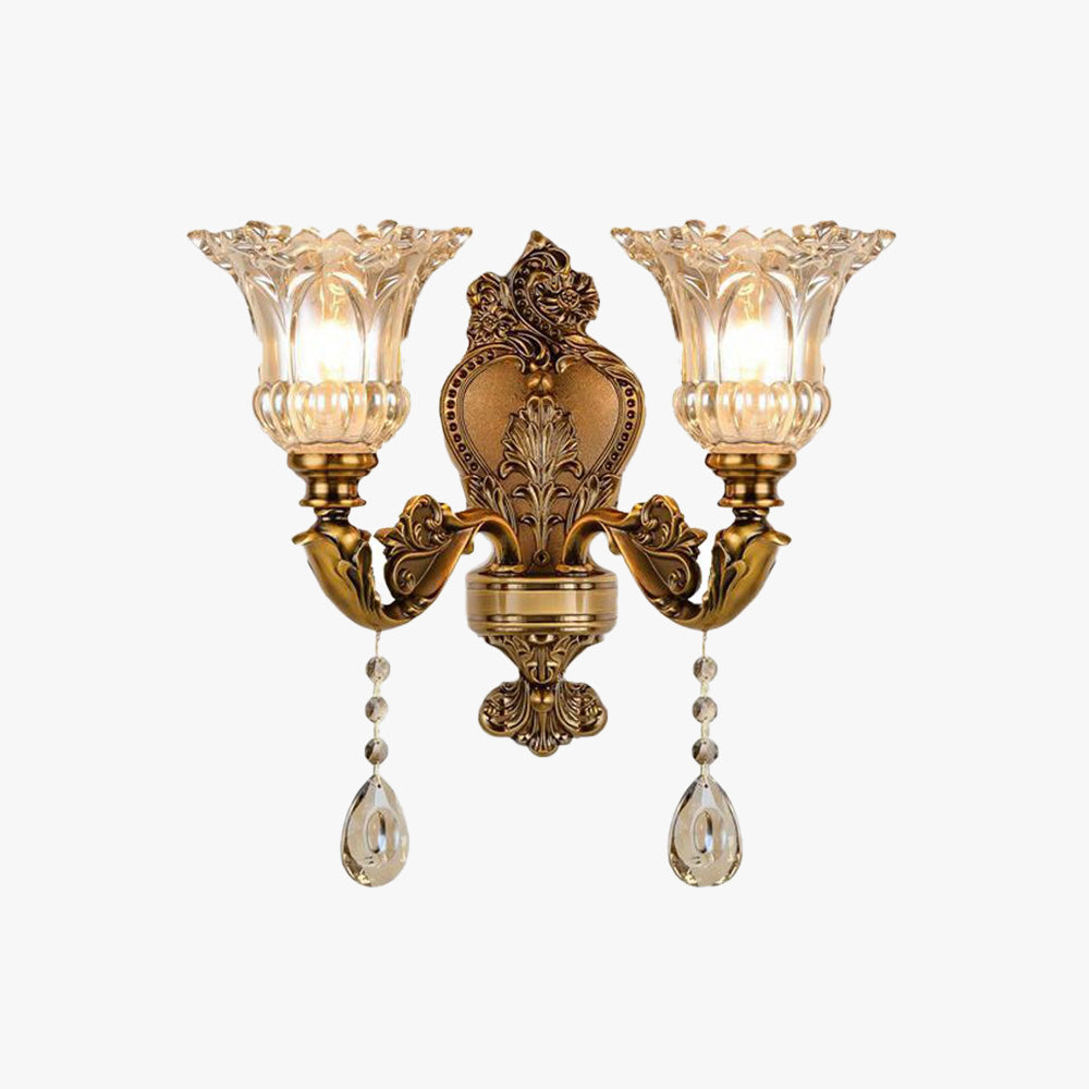 Ramiq Vintage Flor Metal/Glass Wall lamp, Gold