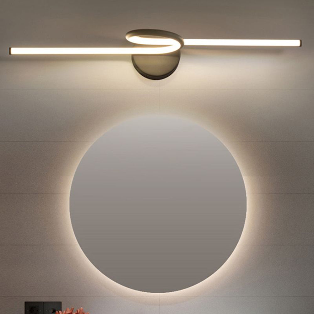 Arisha Modern Arc Wall Lamp, Silver, Metal/Acrylic, Front Mirror Vanity - Neutralighting