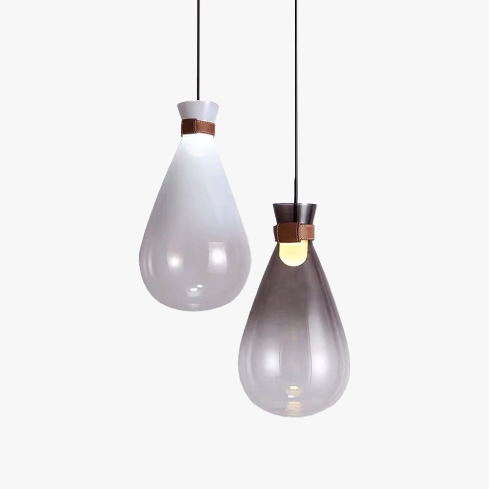 Valentina Minimalist Teardrop Shaped Glass Pendant Light, Smoke Gray/White - Neutralighting