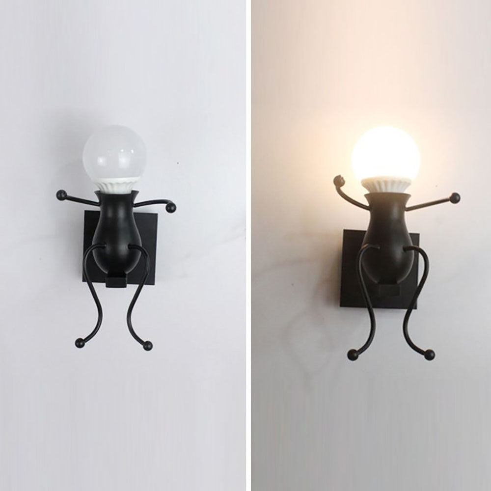 Arisha Modern Decorative Man Metal Wall Lamp, White/Black - Neutralighting