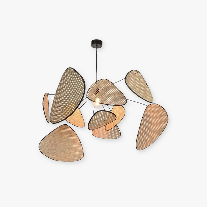 Ritta Pendant Light Leaf Grid, Rattan/Metal, Bedroom - Neutralighting