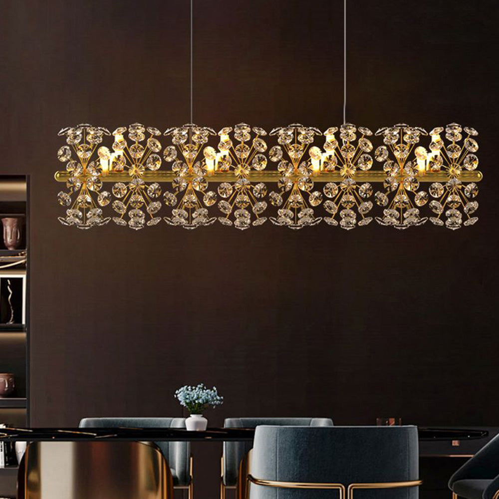 Arisha Luxury Lineal/Flower Chandelier, Gold, Metal/Crystal - Neutralighting