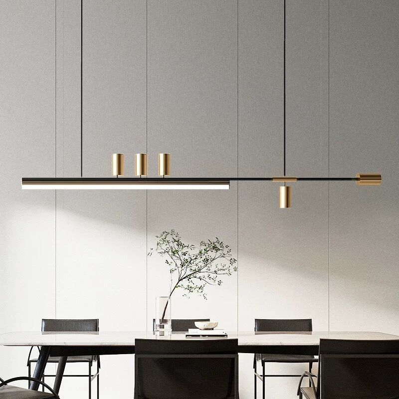 Aria Modern Long LED Pendant Light Black Metal Dining Room - Neutralighting