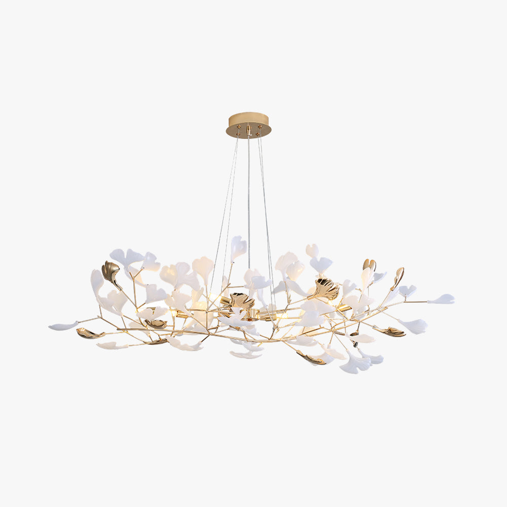 Olivia Ginkgo Leaf Modern Petal Shaped Metal Chandelier, Gold - Neutralighting