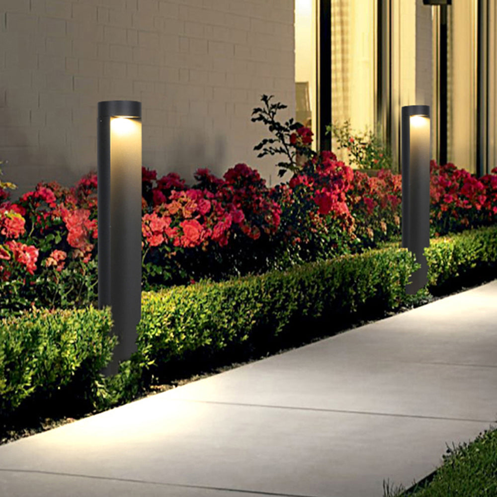 Ray Modern Metal Cylindrical Outdoor Path Light, Black - Neutralighting