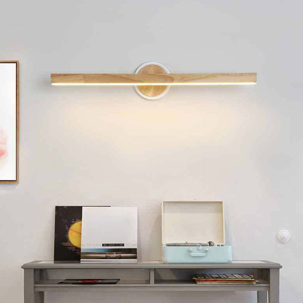 Muto Modern Linear Wooden Mirror Front Vanity Wall Lamp - Neutralighting