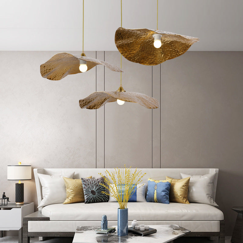 Arisha Natural Lotus Leaf Metal Pendant Light - Neutralighting