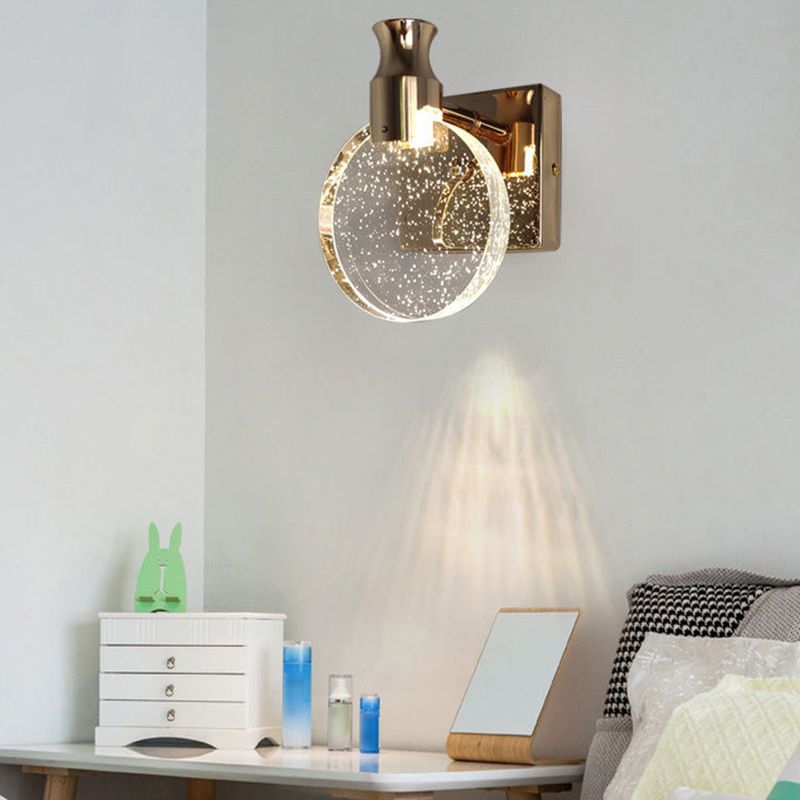 Kristy Modern Round Crystal Vanity Wall Lamp, Gold/Chrome - Neutralighting