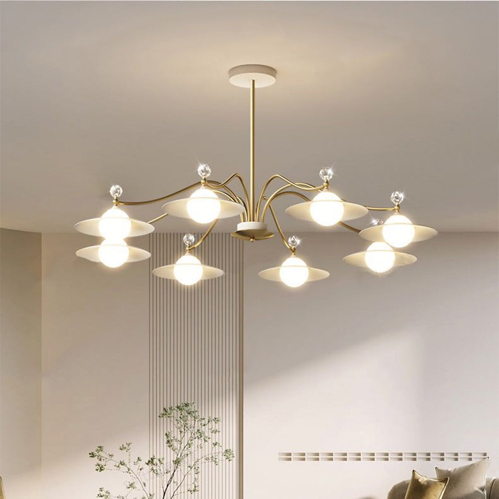 Arisha Blown Gold Chandelier, 6/8 Heads - Neutralighting