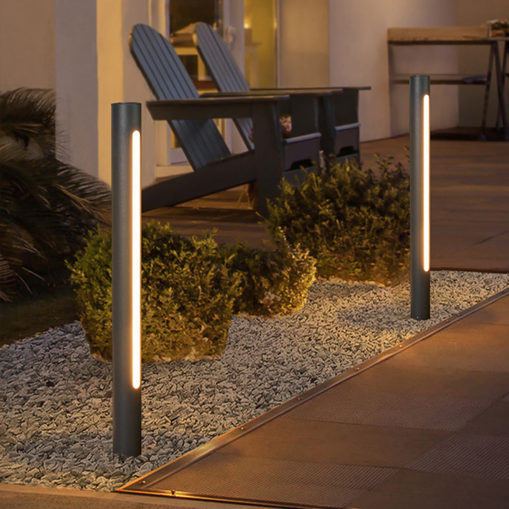 Ray Metal Cylindrical Linear Strip Outdoor Path Light, Black - Neutralighting