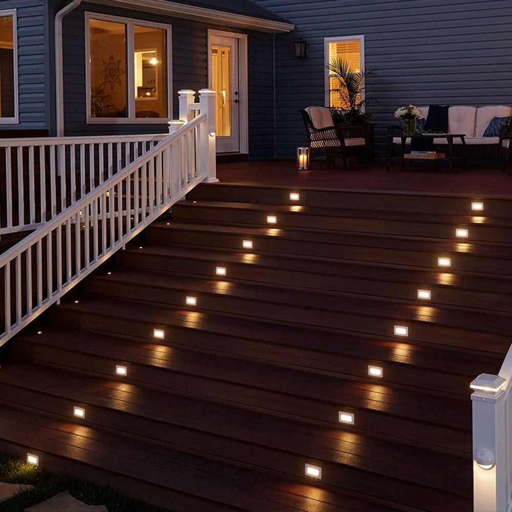 Ray Modern Metal Rectangular Outdoor Deck/Step Light, Black - Neutralighting