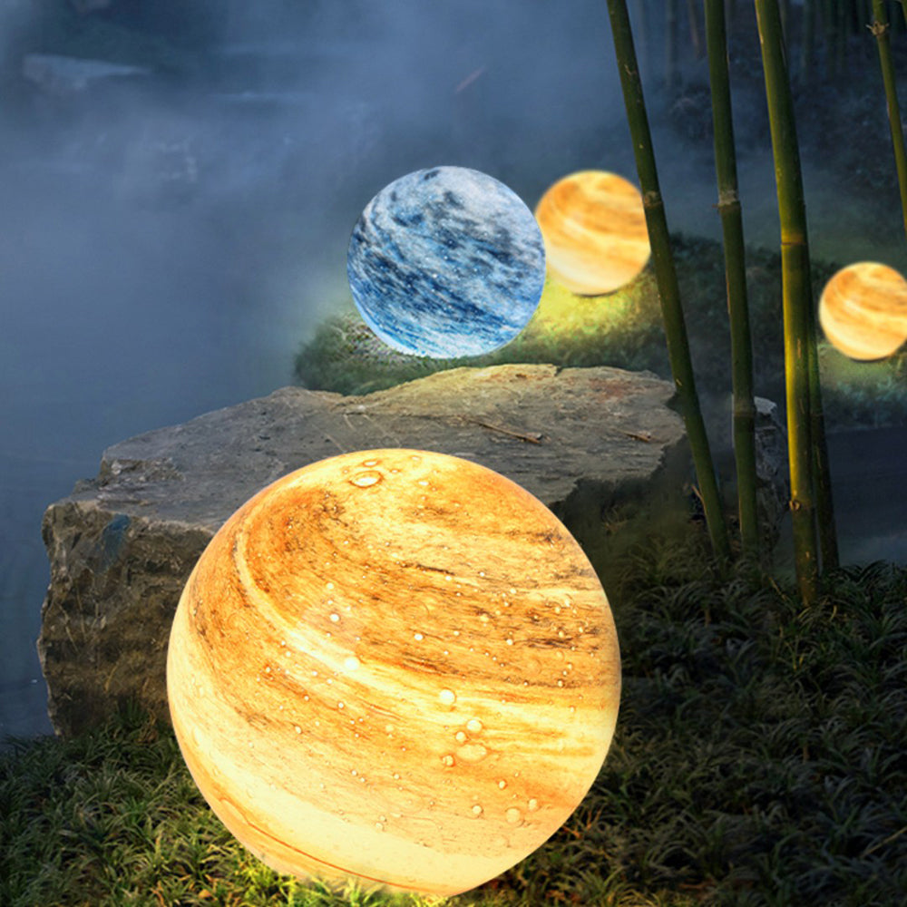 Ray Decorative Solar Acrylic Planet Outdoor Ground Light, Milk Curry/Blue - Neutralighting